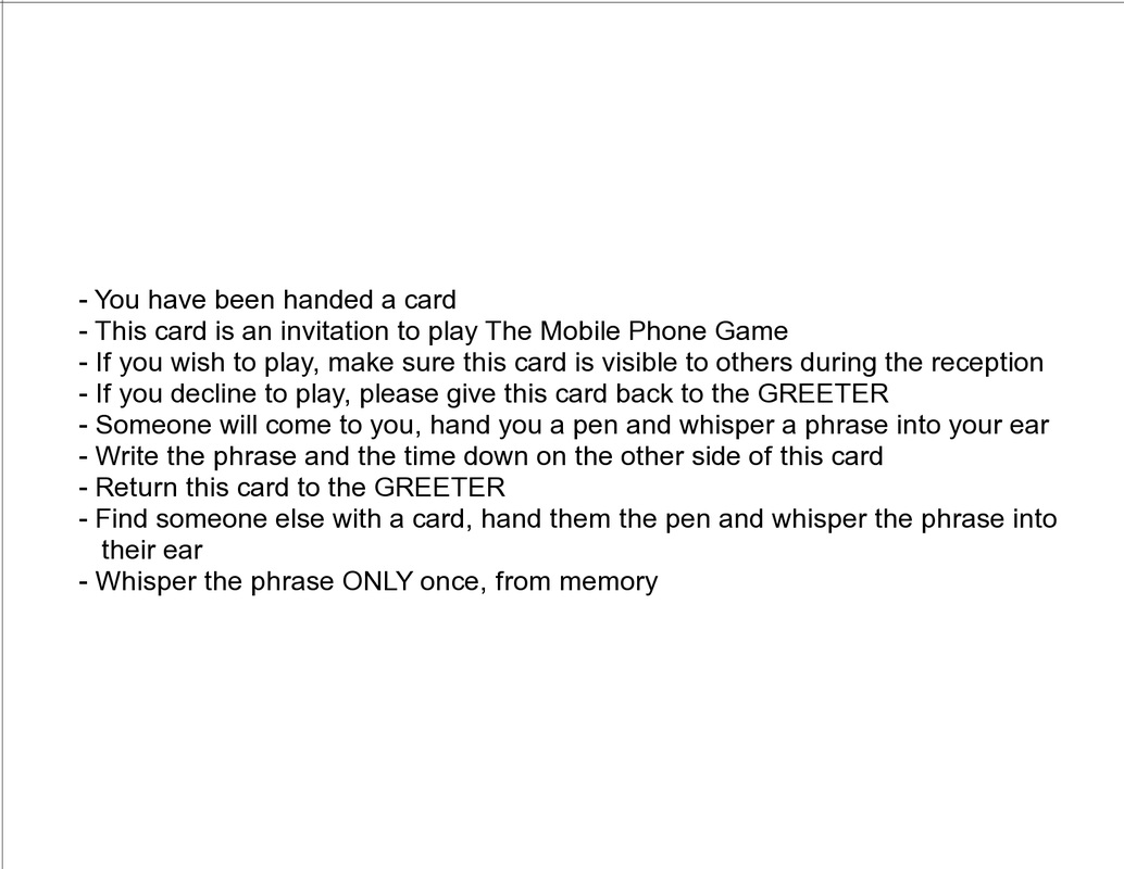 instructions for the mobile phone game - back side